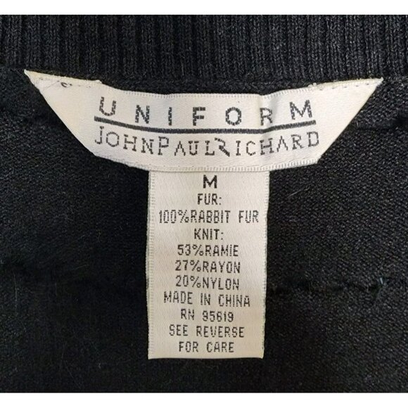 Size Medium John Paul Richard Black Rabbit Fur Open Cardigan Shrug - Picture 3 of 3